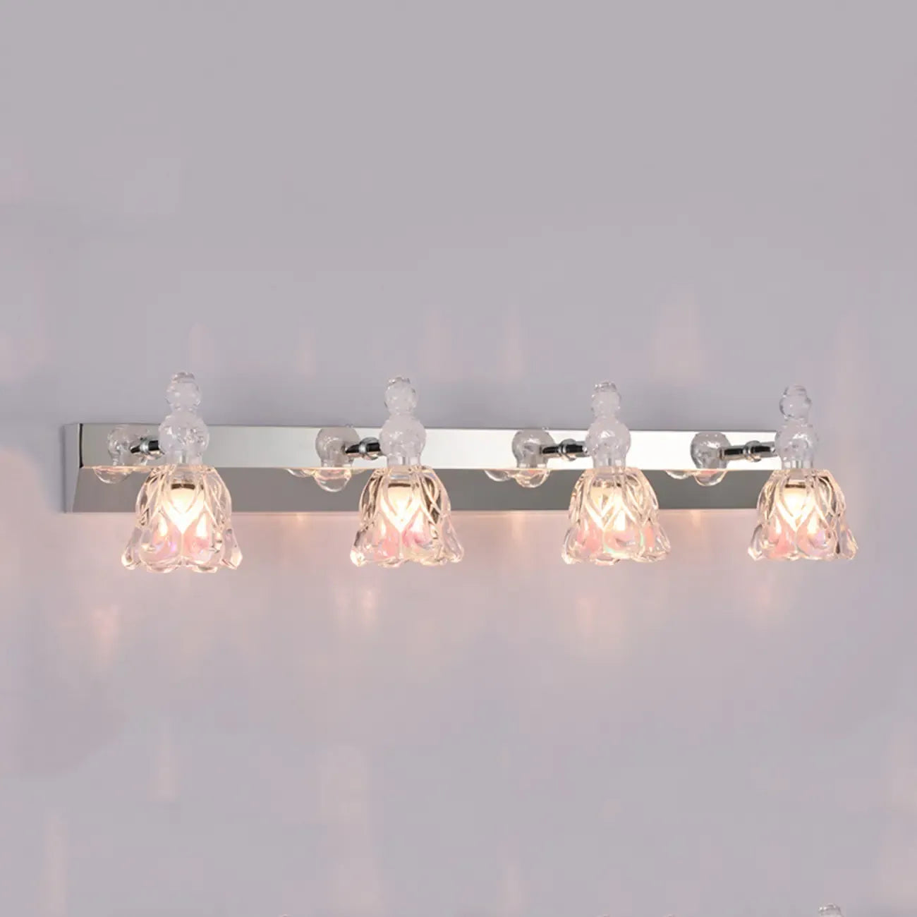 Applique murale horizontale traditionnelle en verre à motif floral pour salle de bain