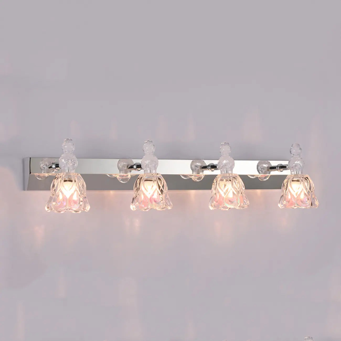 Applique murale horizontale traditionnelle en verre à motif floral pour salle de bain