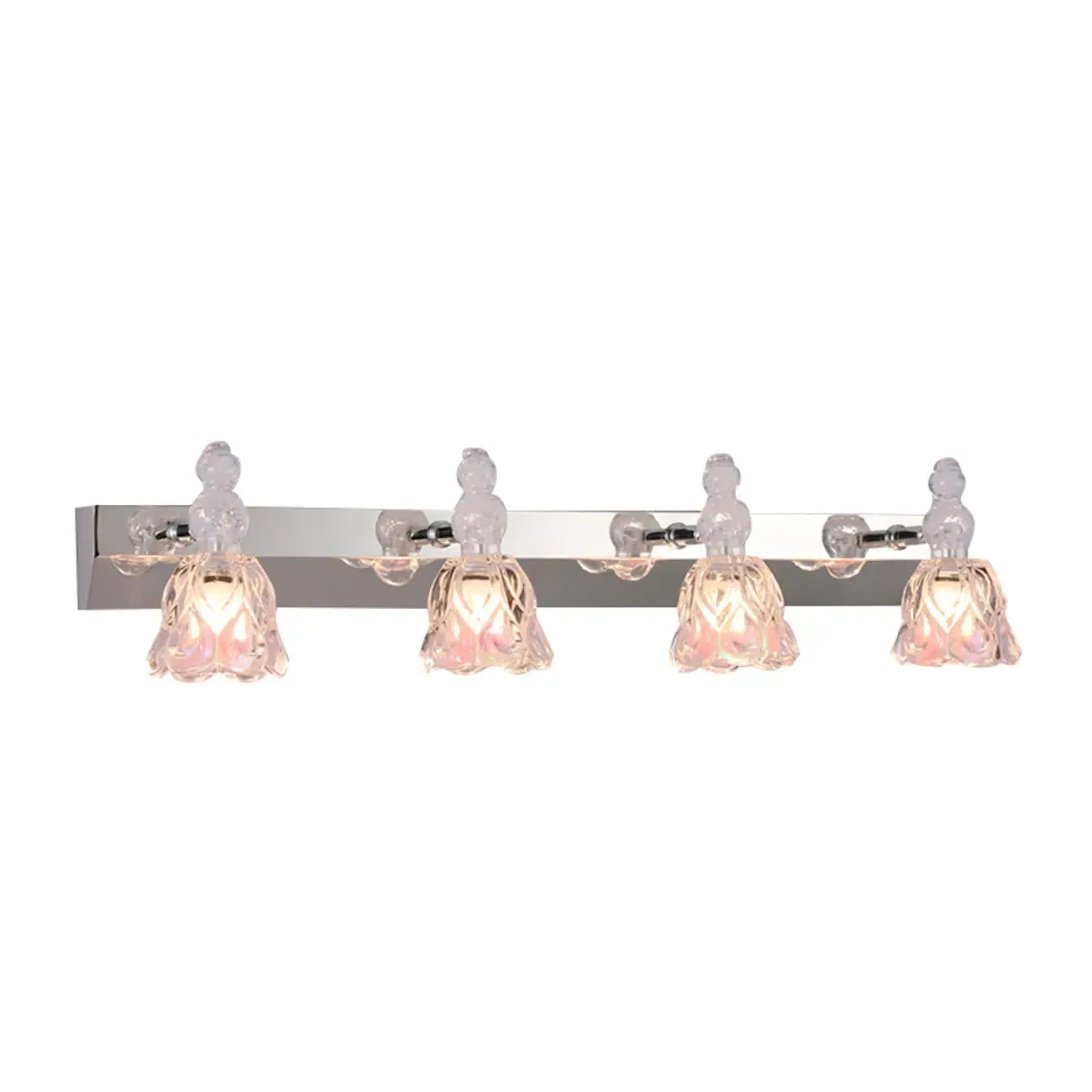 Applique murale horizontale traditionnelle en verre à motif floral pour salle de bain