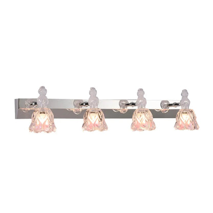 Applique murale horizontale traditionnelle en verre à motif floral pour salle de bain