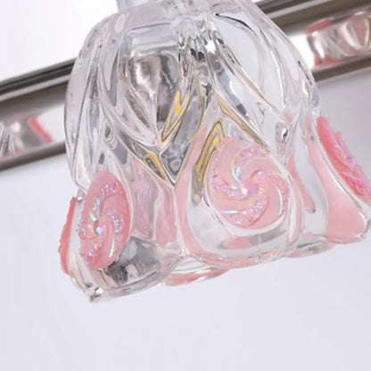 Applique murale horizontale traditionnelle en verre à motif floral pour salle de bain