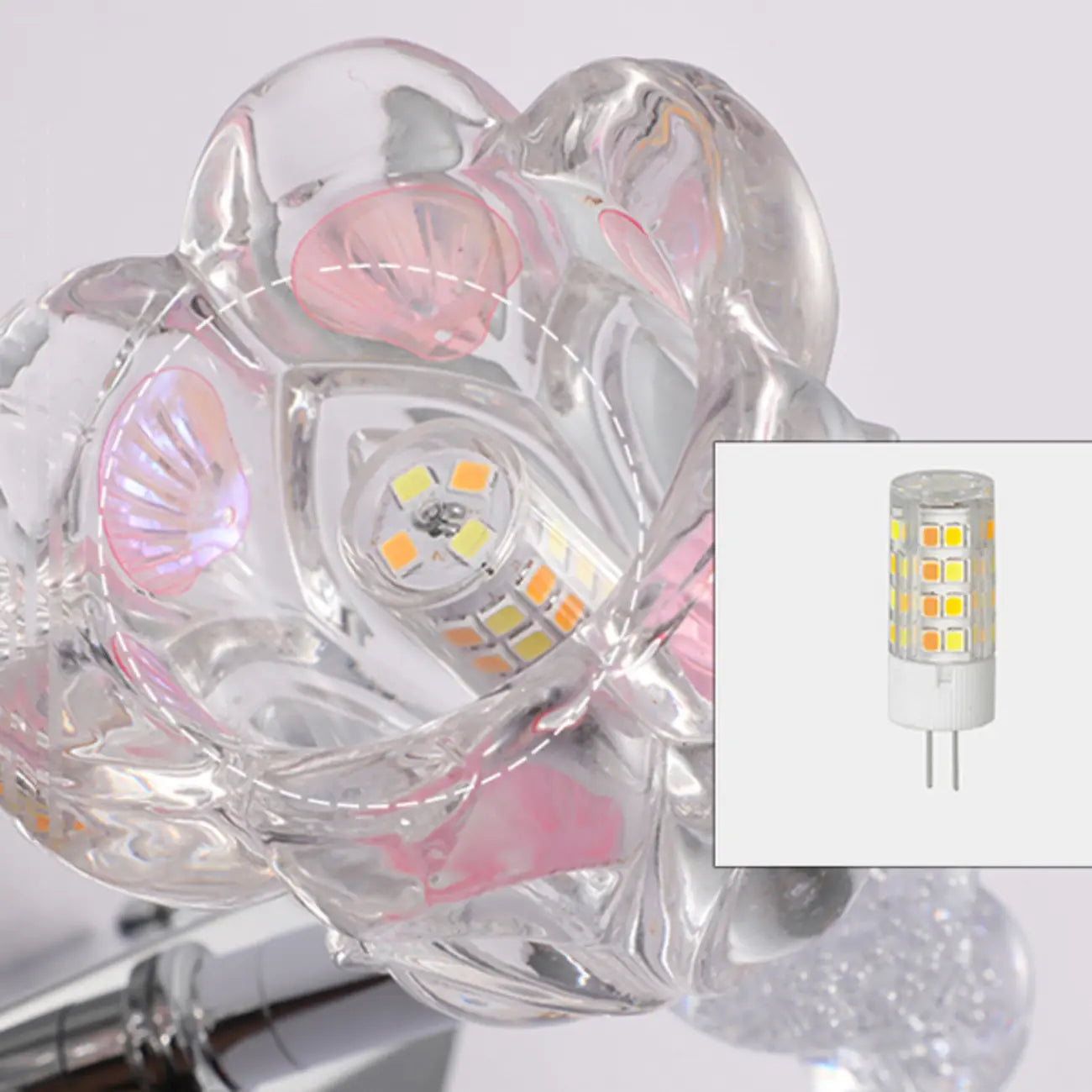 Applique murale horizontale traditionnelle en verre à motif floral pour salle de bain