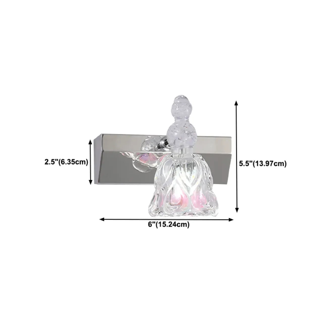 Applique murale horizontale traditionnelle en verre à motif floral pour salle de bain