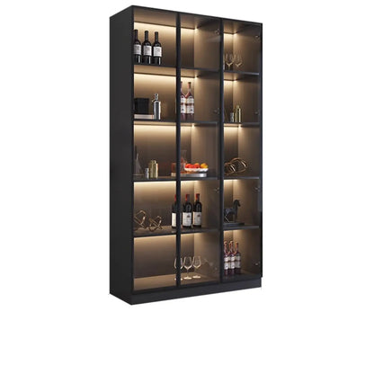 Vitrine haute contemporaine en bois noir et verre