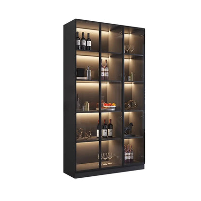 Vitrine haute contemporaine en bois noir et verre
