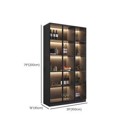 Vitrine haute contemporaine en bois noir et verre