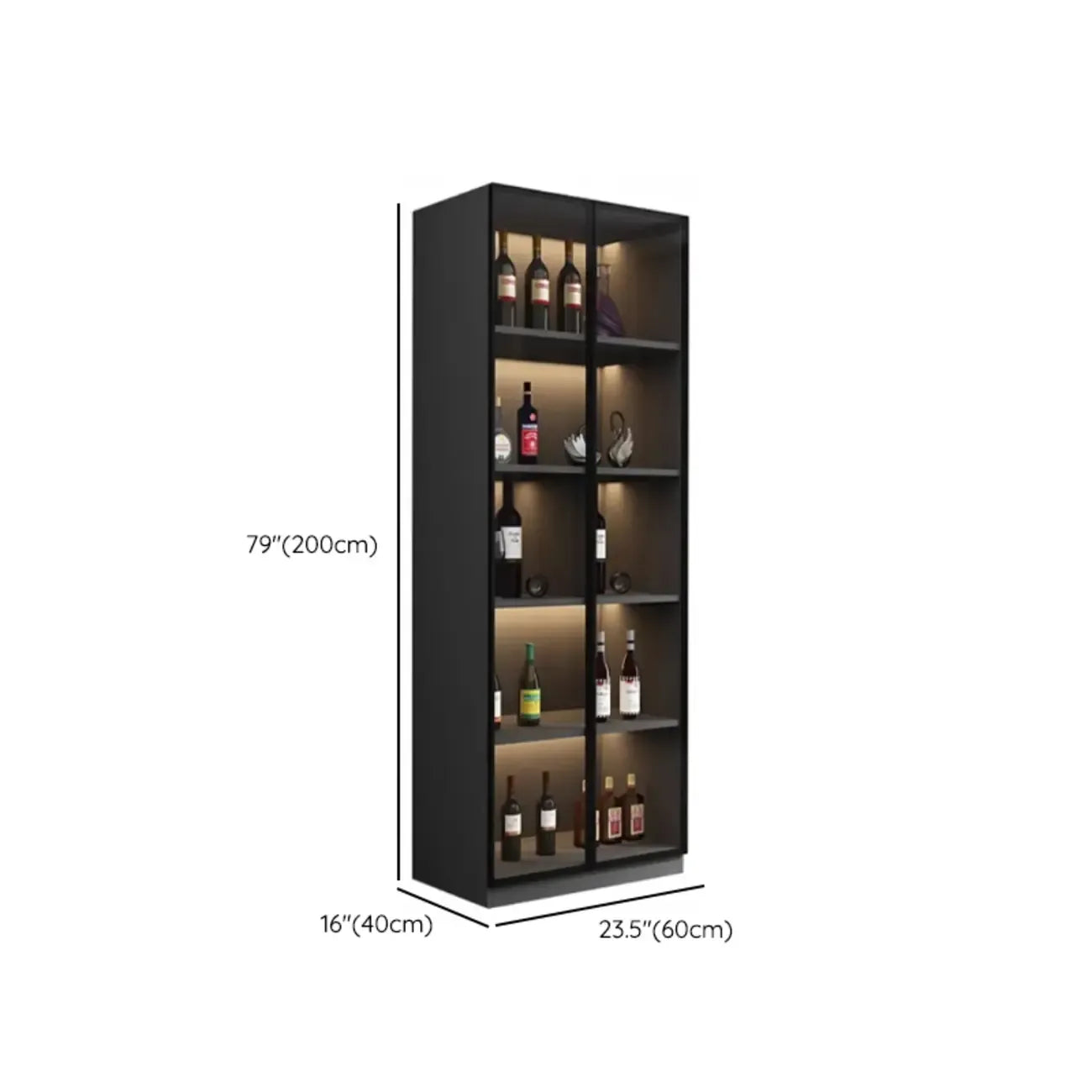 Vitrine haute contemporaine en bois noir et verre