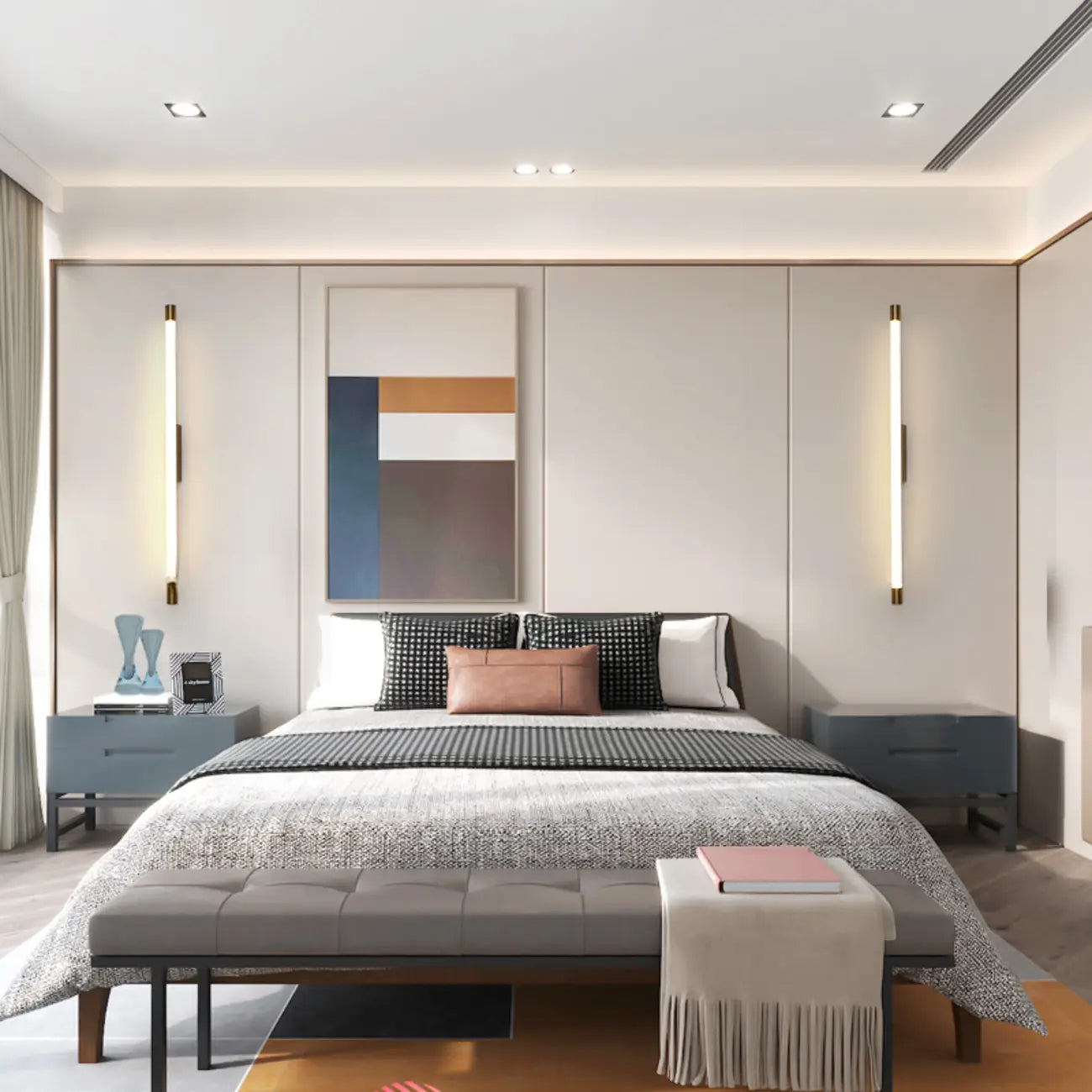 Applique murale LED cylindrique minimaliste avec couvercle en PMMA