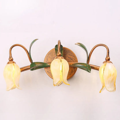 Applique murale vintage en laiton en forme d'arc de fleur pour salle de bain