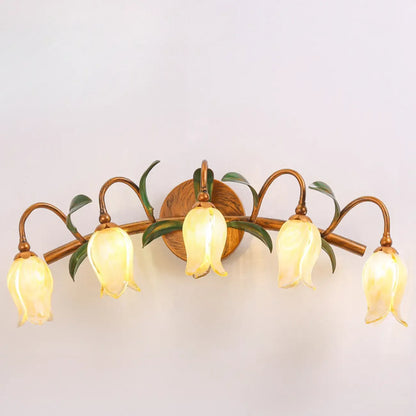 Applique murale vintage en laiton en forme d'arc de fleur pour salle de bain