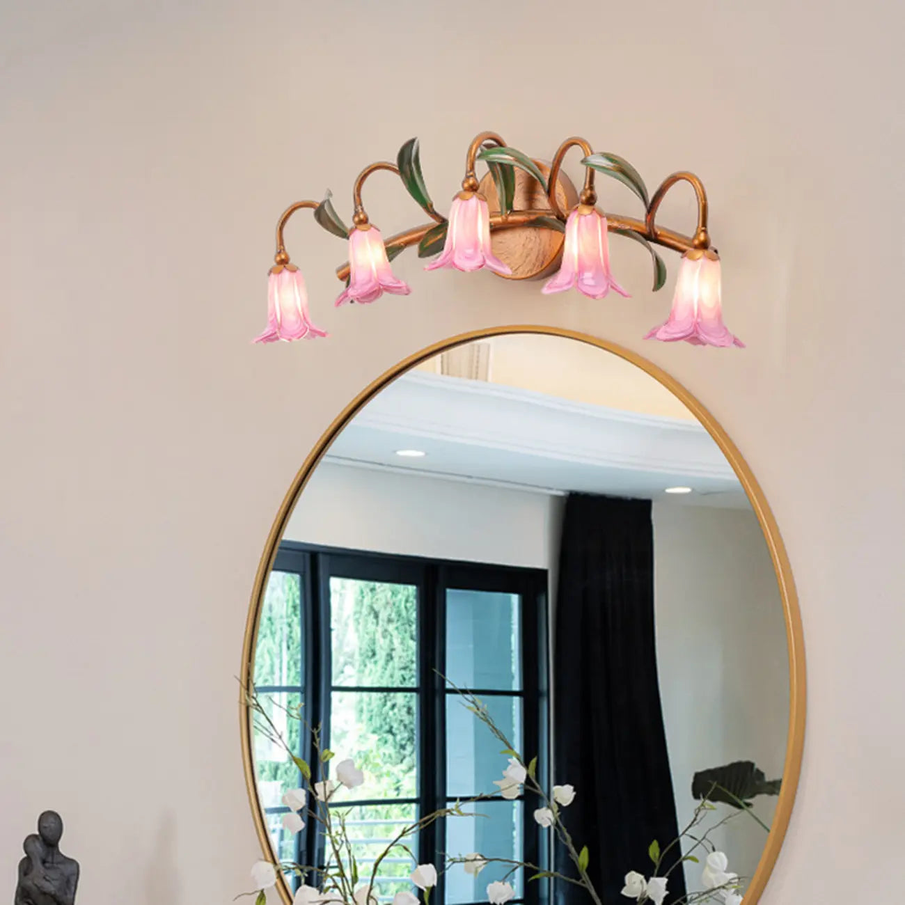 Applique murale vintage en laiton en forme d'arc de fleur pour salle de bain