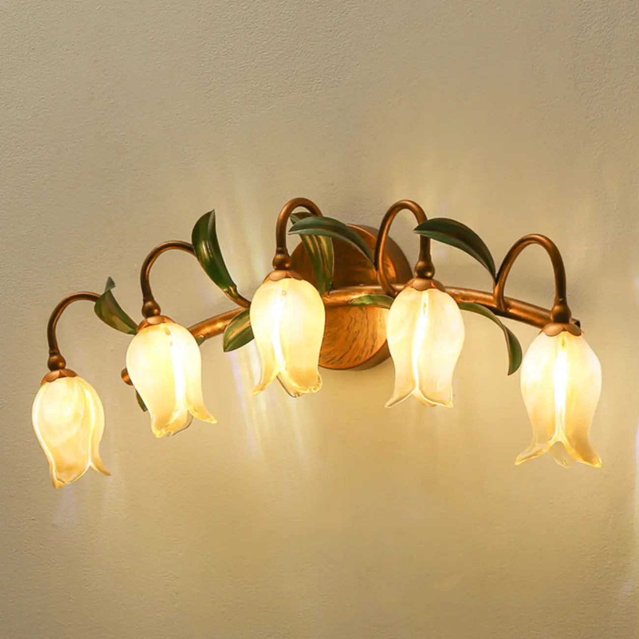 Applique murale vintage en laiton en forme d'arc de fleur pour salle de bain