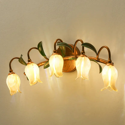 Applique murale vintage en laiton en forme d'arc de fleur pour salle de bain