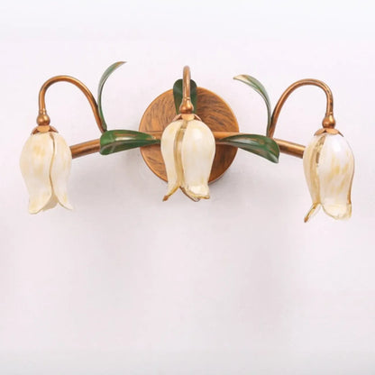 Applique murale vintage en laiton en forme d'arc de fleur pour salle de bain