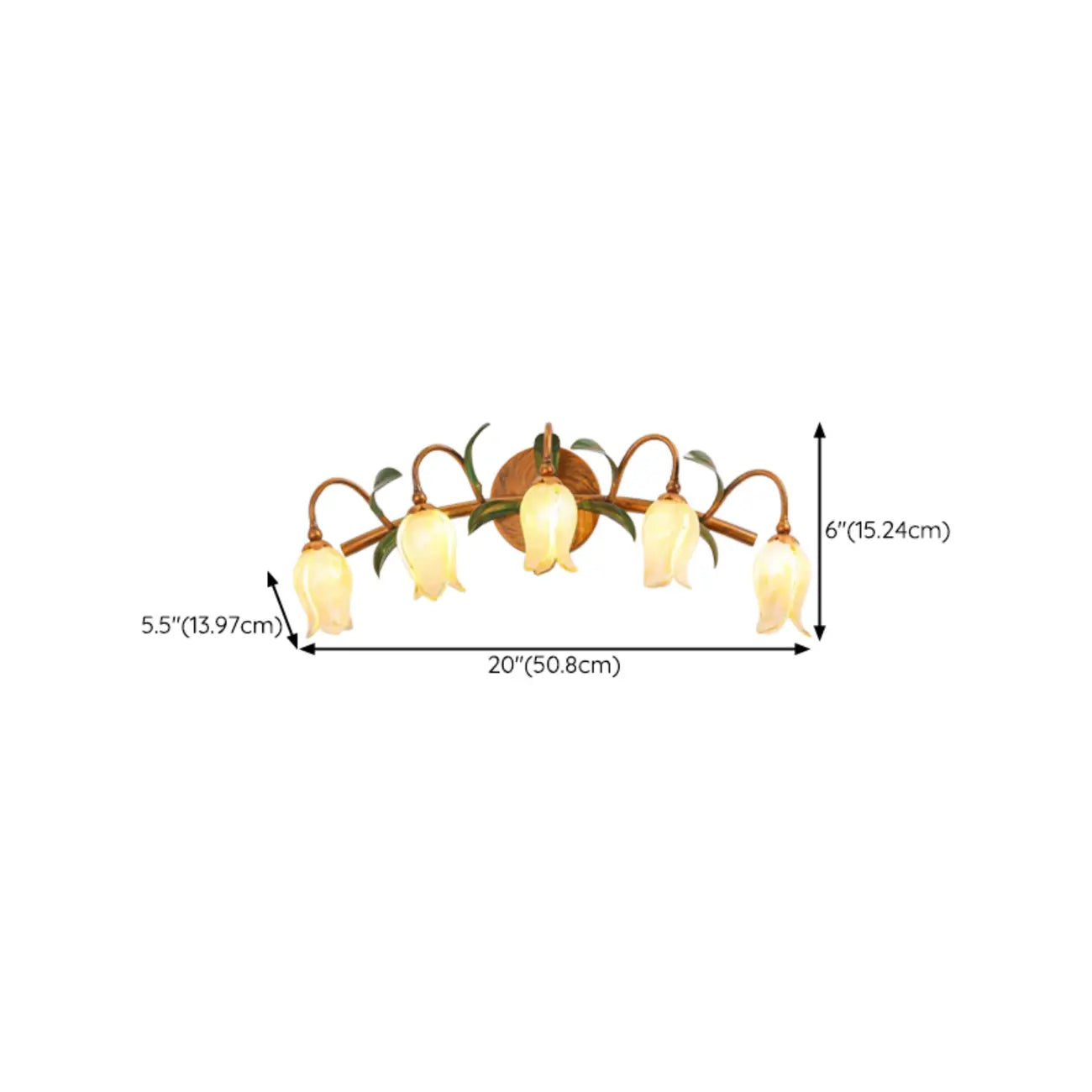 Applique murale vintage en laiton en forme d'arc de fleur pour salle de bain
