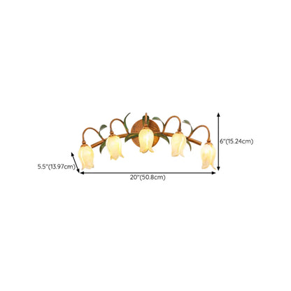 Applique murale vintage en laiton en forme d'arc de fleur pour salle de bain