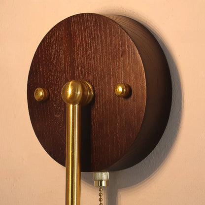 Applique murale LED moderne en bois de noyer avec abat-jour en tissu pour intérieur