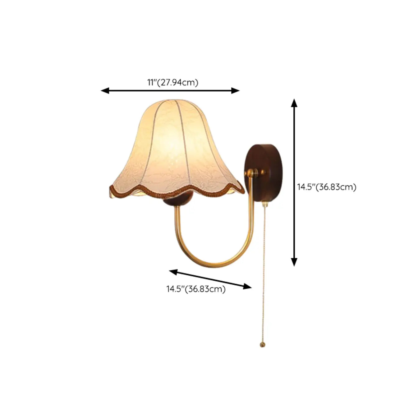 Applique murale LED moderne en bois de noyer avec abat-jour en tissu pour intérieur