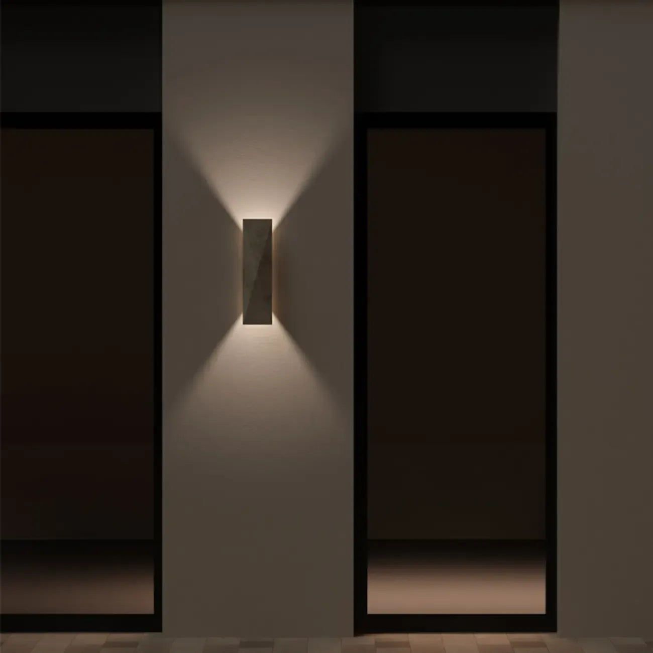 Applique murale extérieure rectangulaire grise moderne à 2 lumières LED