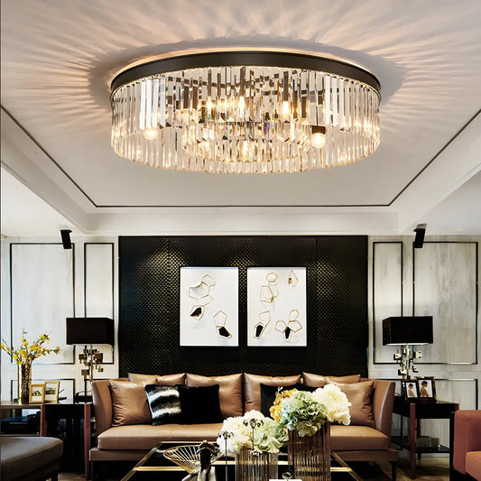 Plafonnier moderne à grand cristal noir encastré