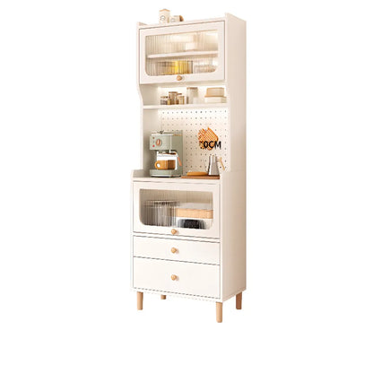 Buffet de rangement en bois de noyer avec panneaux perforés et portes en rotin