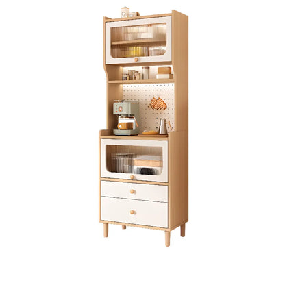 Buffet de rangement en bois de noyer avec panneaux perforés et portes en rotin