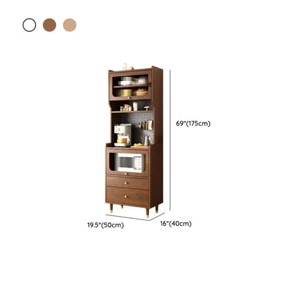 Buffet de rangement en bois de noyer avec panneaux perforés et portes en rotin