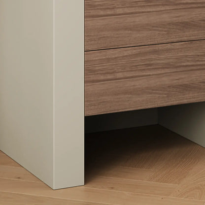 Table de chevet moderne à 2 tiroirs en pin brun-gris