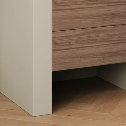 Table de chevet moderne à 2 tiroirs en pin brun-gris