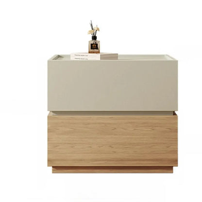 Table de chevet moderne en bois bicolore avec tiroirs