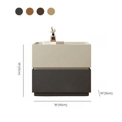 Table de chevet moderne en bois bicolore avec tiroirs