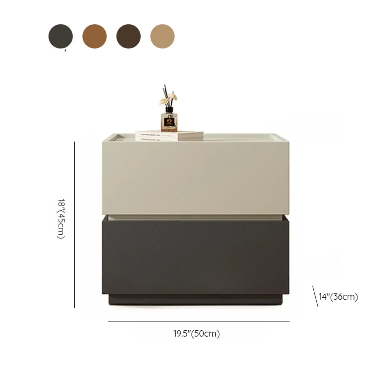 Table de chevet moderne en bois bicolore avec tiroirs