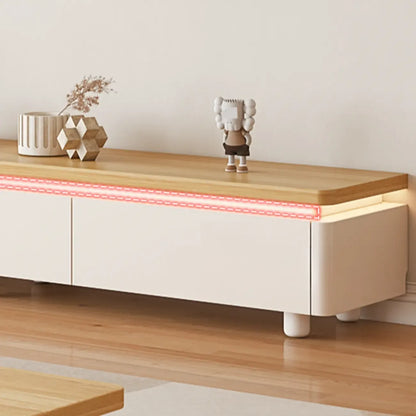 Meuble TV de rangement avec gestion des câbles en bois bicolore naturel 94