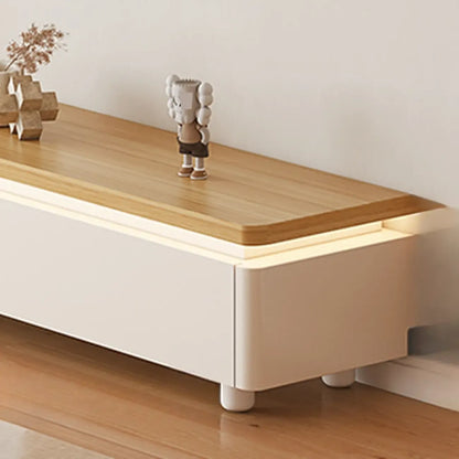 Meuble TV de rangement avec gestion des câbles en bois bicolore naturel 94