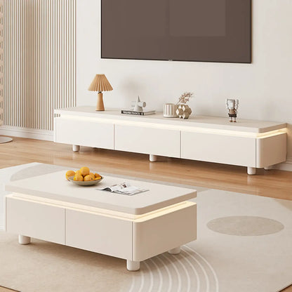 Meuble TV de rangement avec gestion des câbles en bois bicolore naturel 94