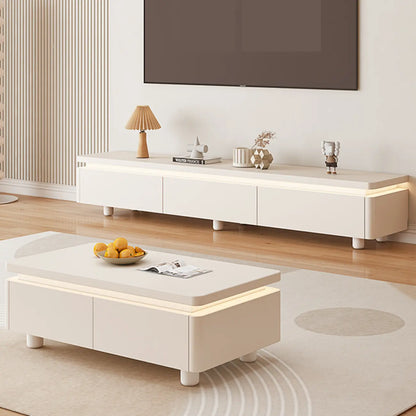 Meuble TV de rangement avec gestion des câbles en bois bicolore naturel 94