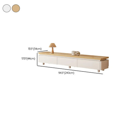 Meuble TV de rangement avec gestion des câbles en bois bicolore naturel 94