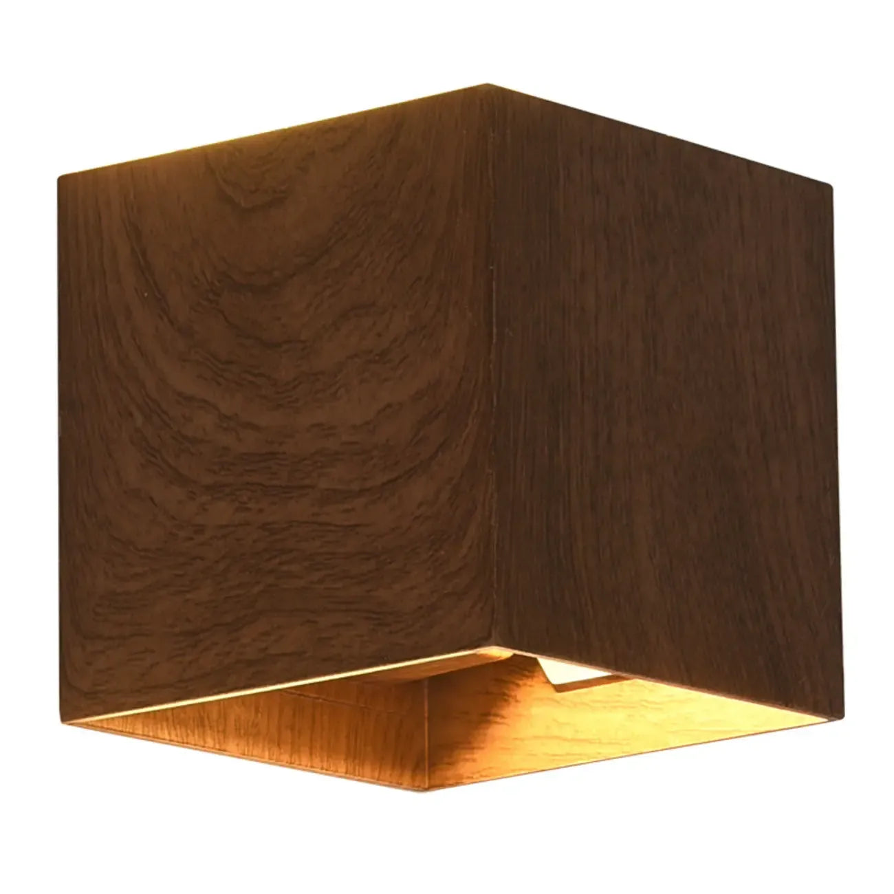 Applique murale géométrique en noyer à 2 lumières LED avec éclairage haut et bas