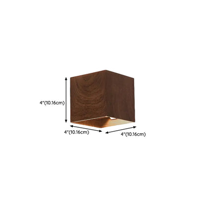 Applique murale géométrique en noyer à 2 lumières LED avec éclairage haut et bas