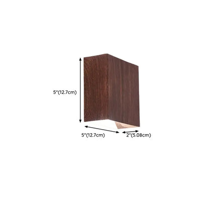 Applique murale géométrique en noyer à 2 lumières LED avec éclairage haut et bas
