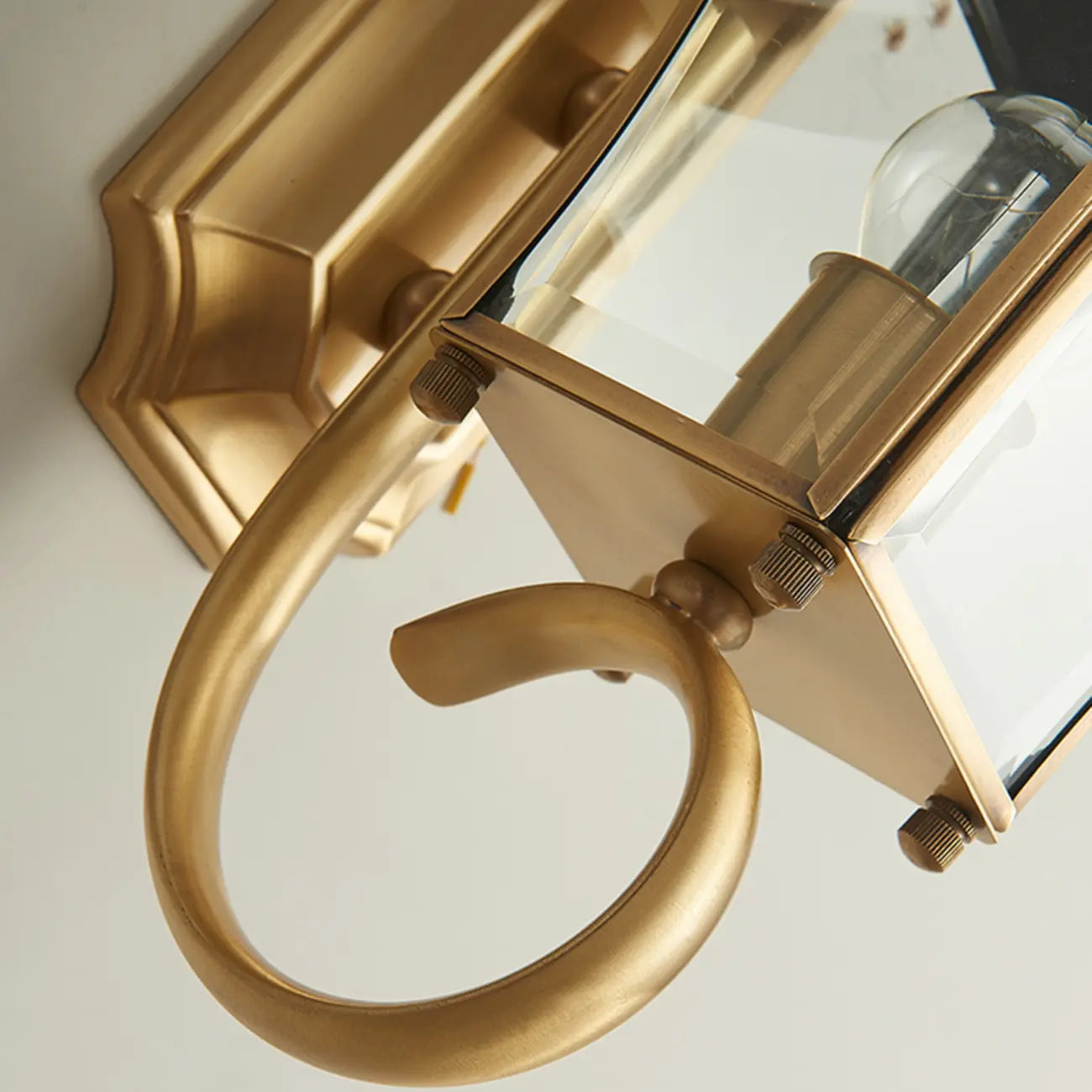 Applique murale vintage en laiton avec verre transparent pour extérieur