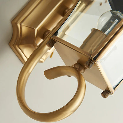 Applique murale vintage en laiton avec verre transparent pour extérieur