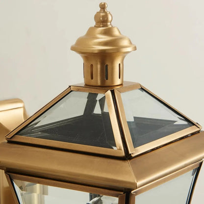 Applique murale vintage en laiton avec verre transparent pour extérieur