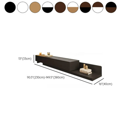 Meuble TV moderne en bois avec rangement ouvert et système de gestion des câbles