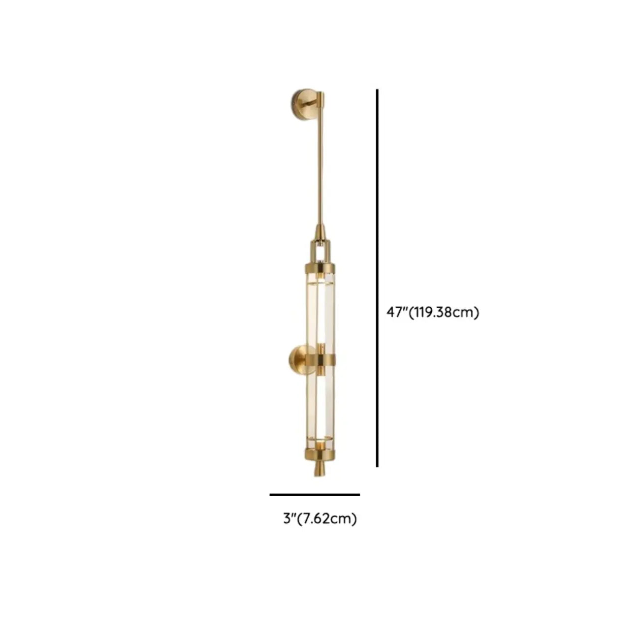 Applique murale cylindrique dorée avec 2 ampoules LED à lumière chaude