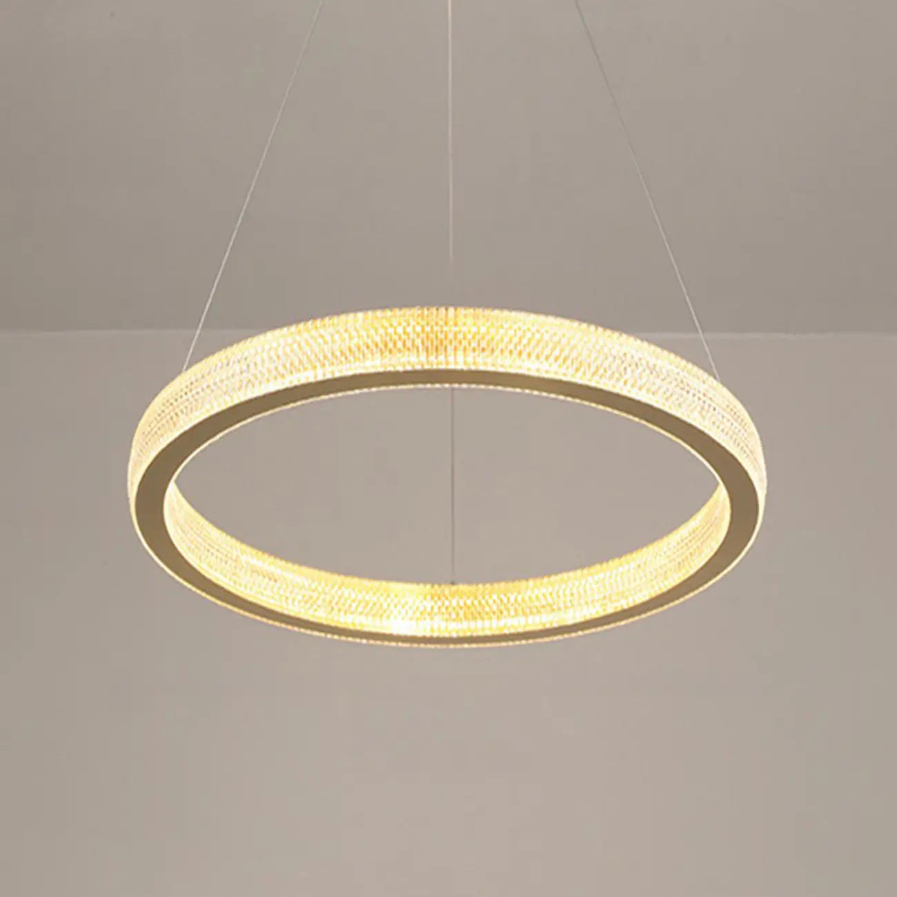 Lustre glamour doré à double anneau en cristal et LED LED