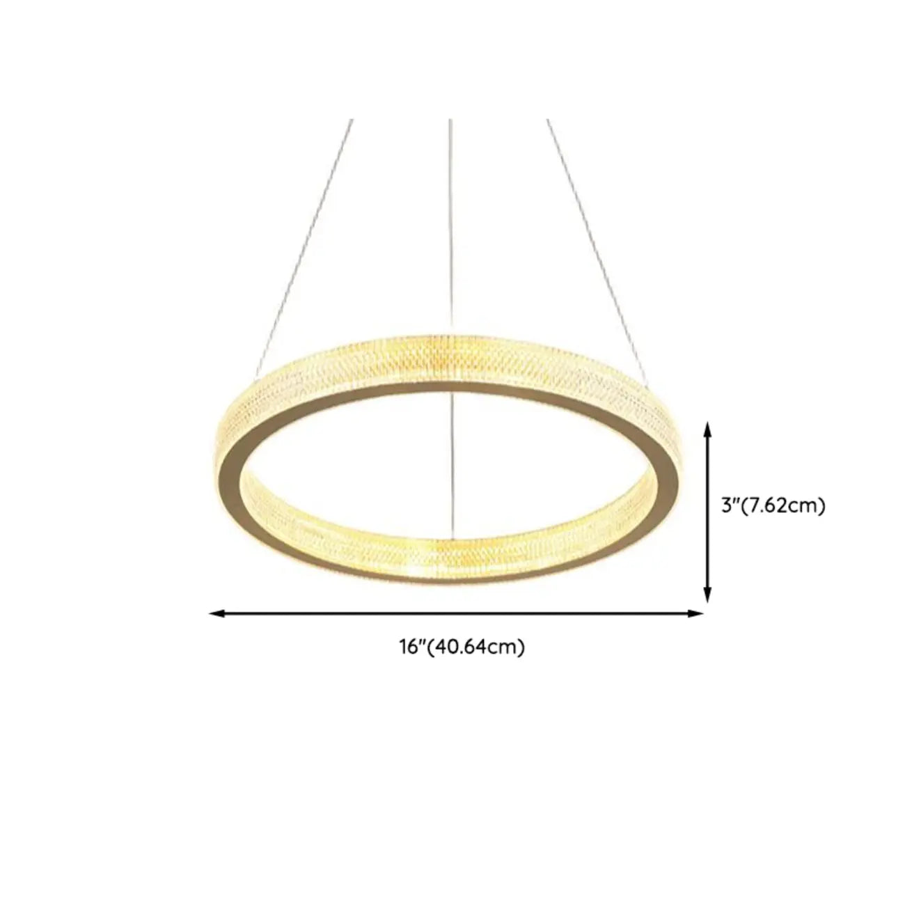 Lustre glamour doré à double anneau en cristal et LED LED