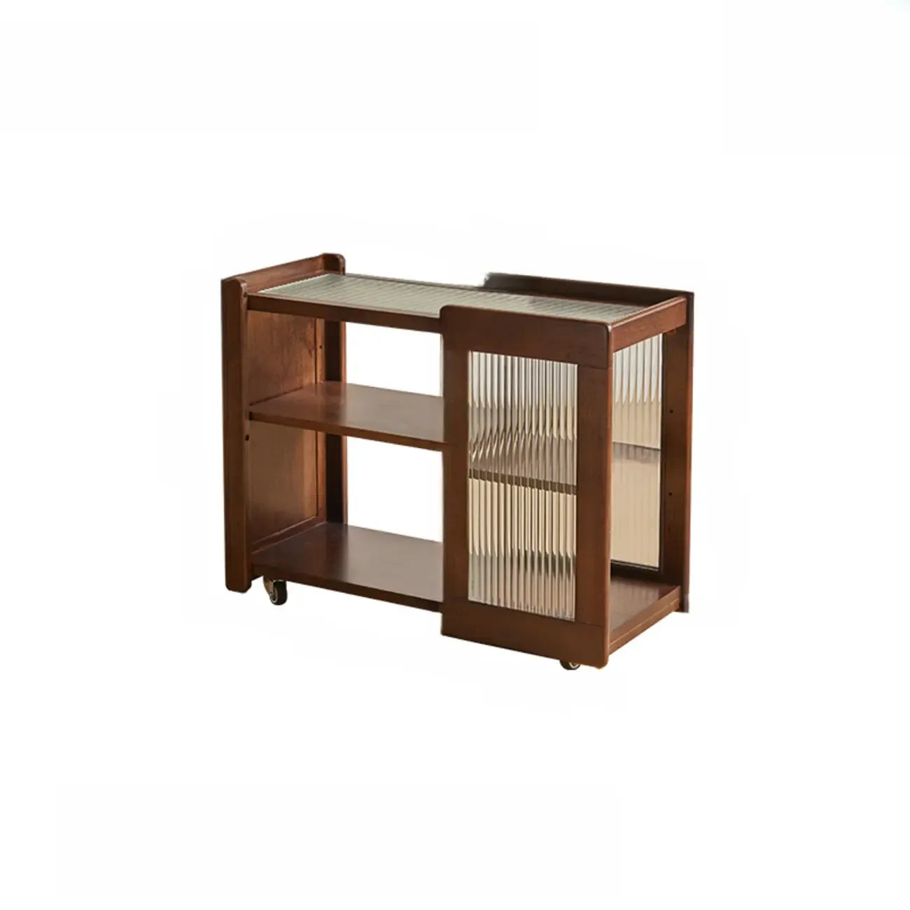 Table d'appoint pivotante rectangulaire vintage en bois avec plateau en verre