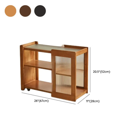 Table d'appoint pivotante rectangulaire vintage en bois avec plateau en verre