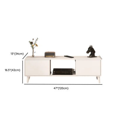 Meuble TV moderne en bois blanc avec tiroirs et placards